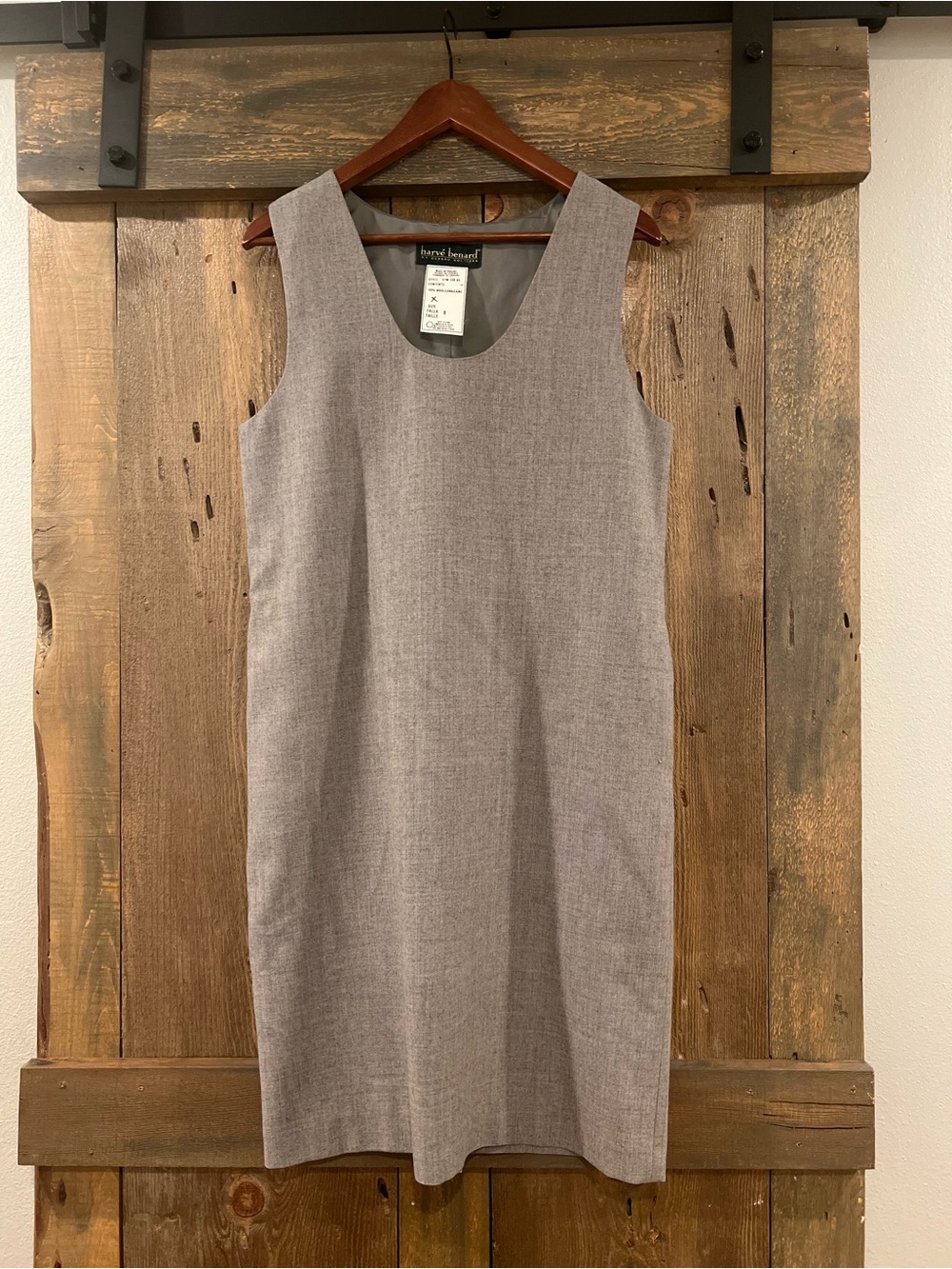 Vintage Harvé Benard 100% Wool Sleeveless Sheath Dress/Jumper Heather Gray 90s